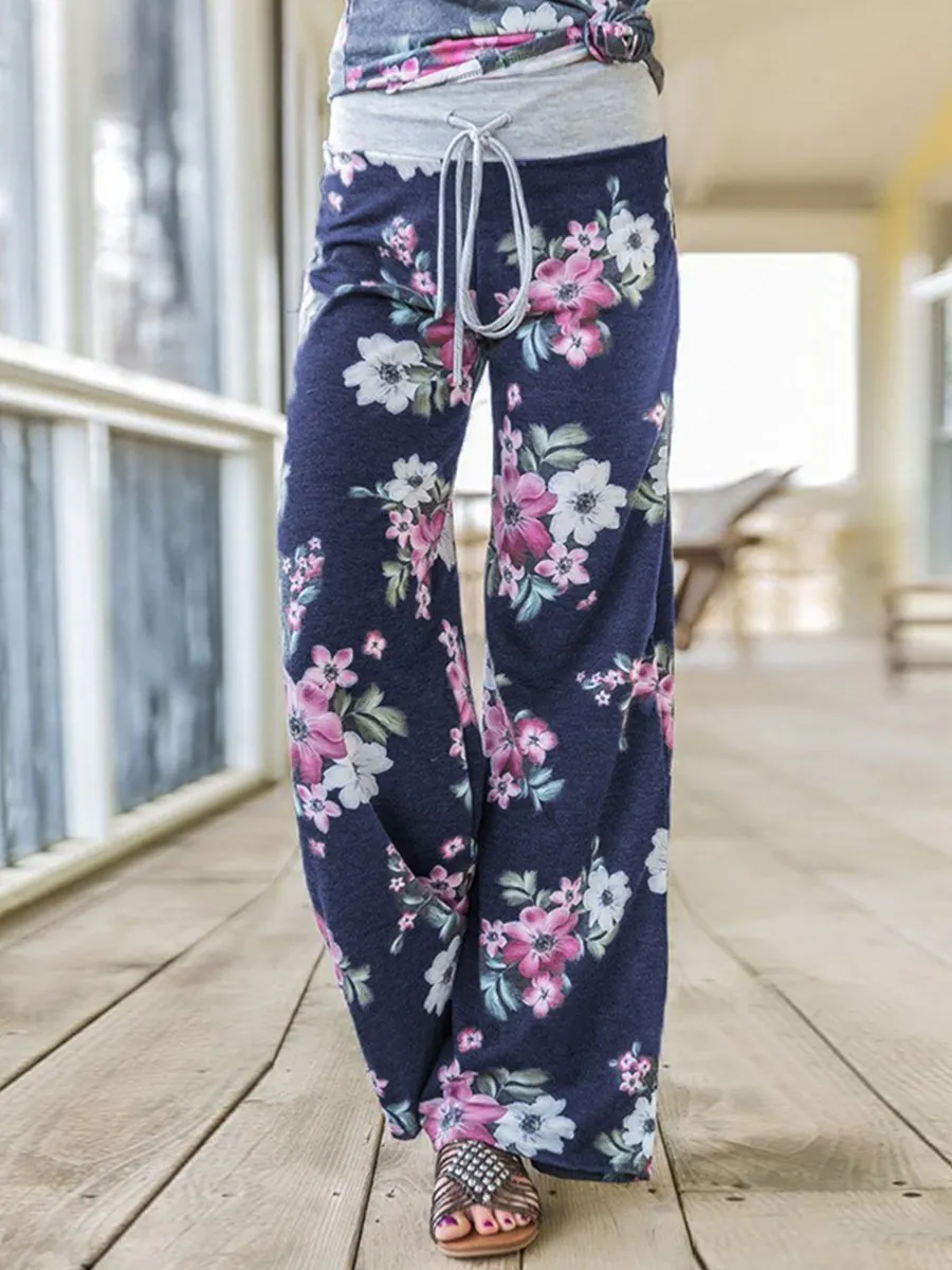 Vacation Printing Belt Casual Long Pant