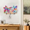 (US Local)Wooden Special Shaped Rainbow Butterflies Flowers Diamond Art Craft Wall Hooks