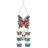 (US Local)DIY Diamond Painting Double Sided 3D Wind Chime Flower Butterfly Pendant Hanging Kits
