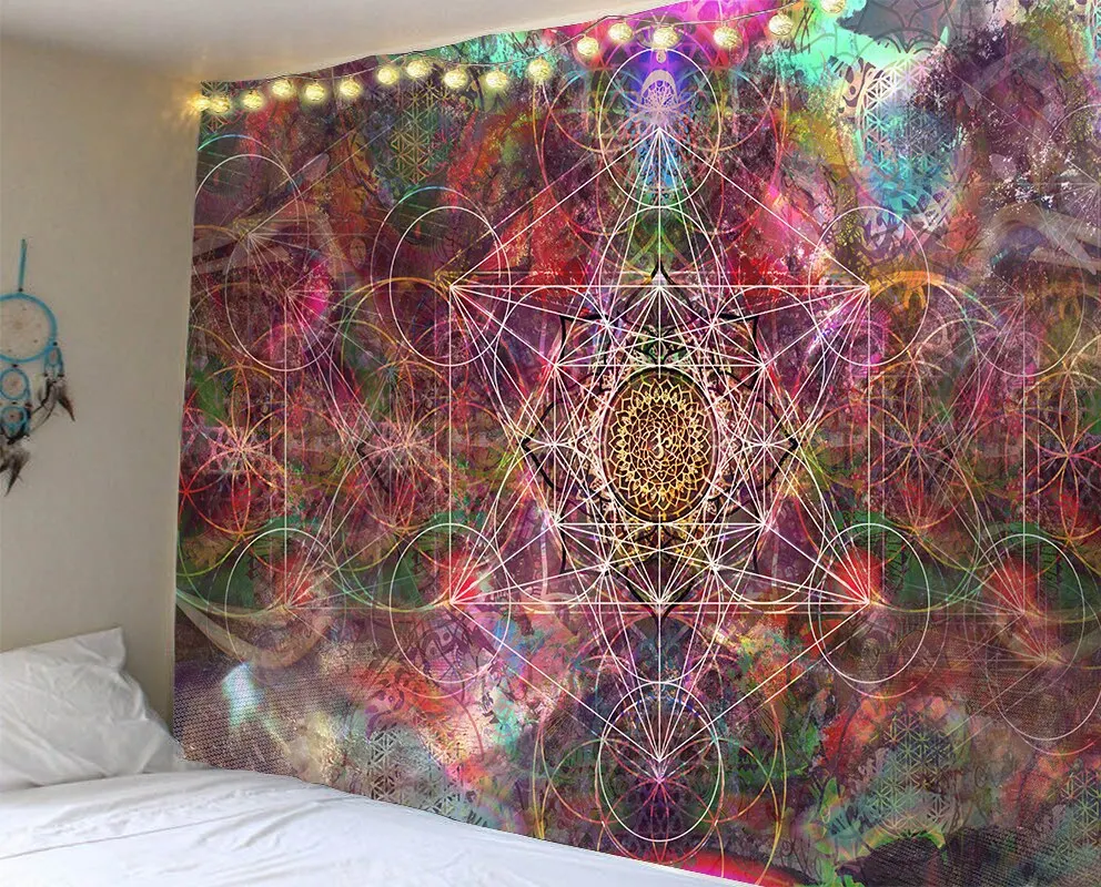 India Mandala Tapestry Wall Hanging Boho Decor Wall Cloth Tapestries Psychedelic Hippie Night Moon Tapestry Mandala Wall Carpet