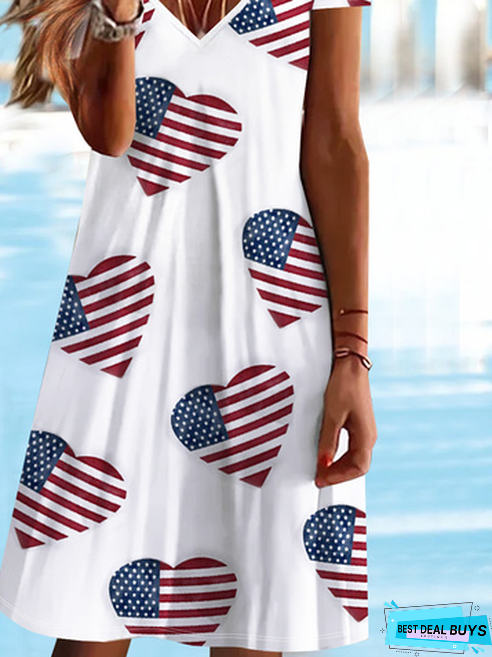 Casual Flag Short Sleeve Knit Dress