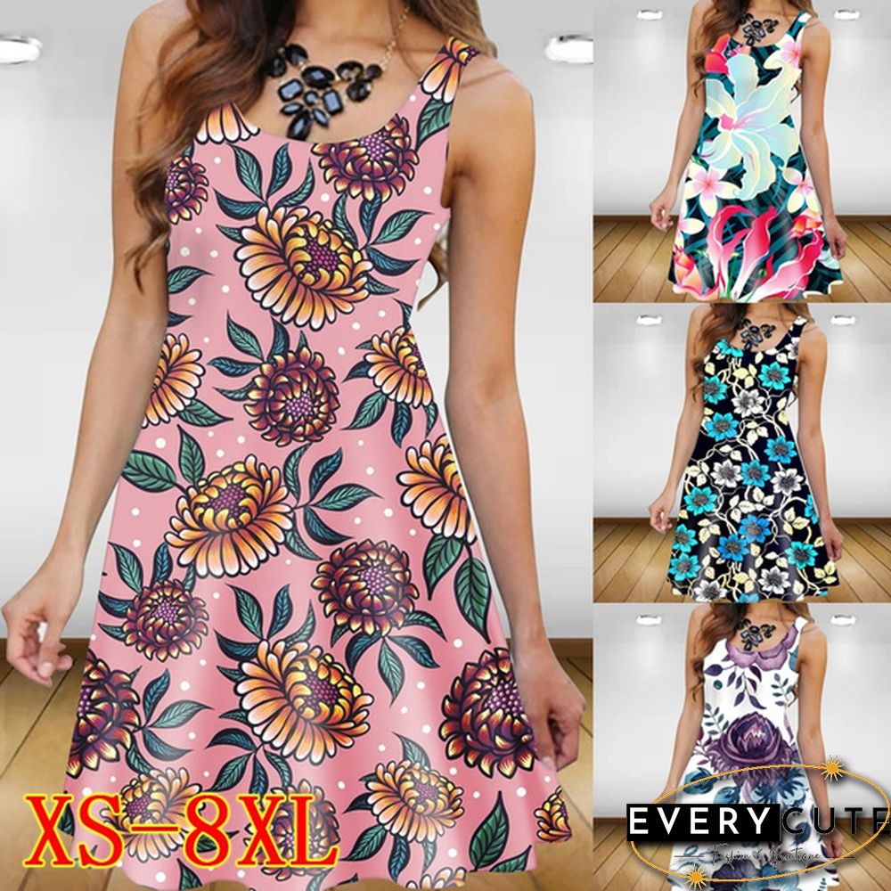 Summer Dress Sleeveless Women Printing Dresses Casual Dress