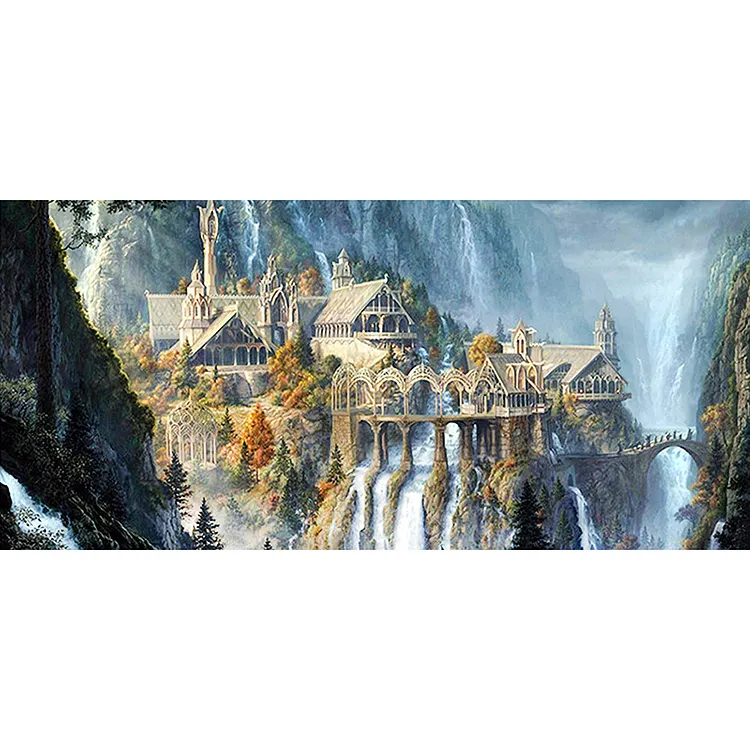 Mountain Scenery 80X40CM(Canvas) Round Full Drill Diamond Painting gbfke