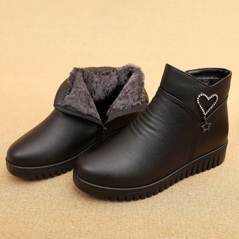 GKTINOO 2022 Women Snow Boots Winter Flat Heels Ankle Boots Women Warm Platform Shoes Leather Thick Fur Booties