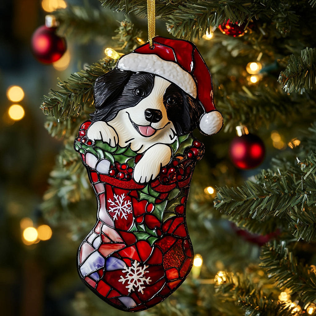 Santa Border Collie Magic WN1510072CL Personalized Christmas Ornament
