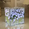Tulip Night Light Handmade DIY Magic Cube Tulips Flower Table Lamp and Mirror Home decor Gift