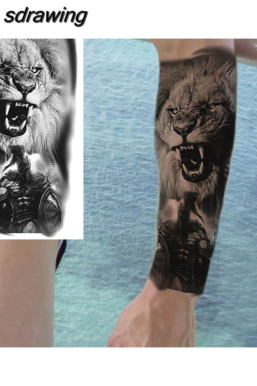 sdrawing Realistic Black Devil Temporary Tattoos For Men Adult Tiger Pirate Skeleton Vampire Fake Tattoo Forearm Scary Tatoo Joker
