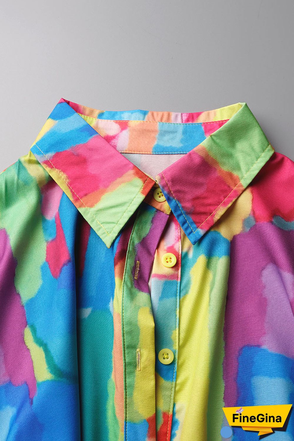 Yellow Sexy Casual Print Printing Shirt Collar Shirt Dress Dresses