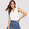 SHEIN Classy V-Neck Sleeveless Solid Women Tops And Blouses 2019 Summer Casual Fashion Lady Streetwear Tank Top Blouse 