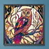 >SALE<5D DIY Full Round Drill Diamond Painting Stained Glass Owl Home Decor 30x30cm