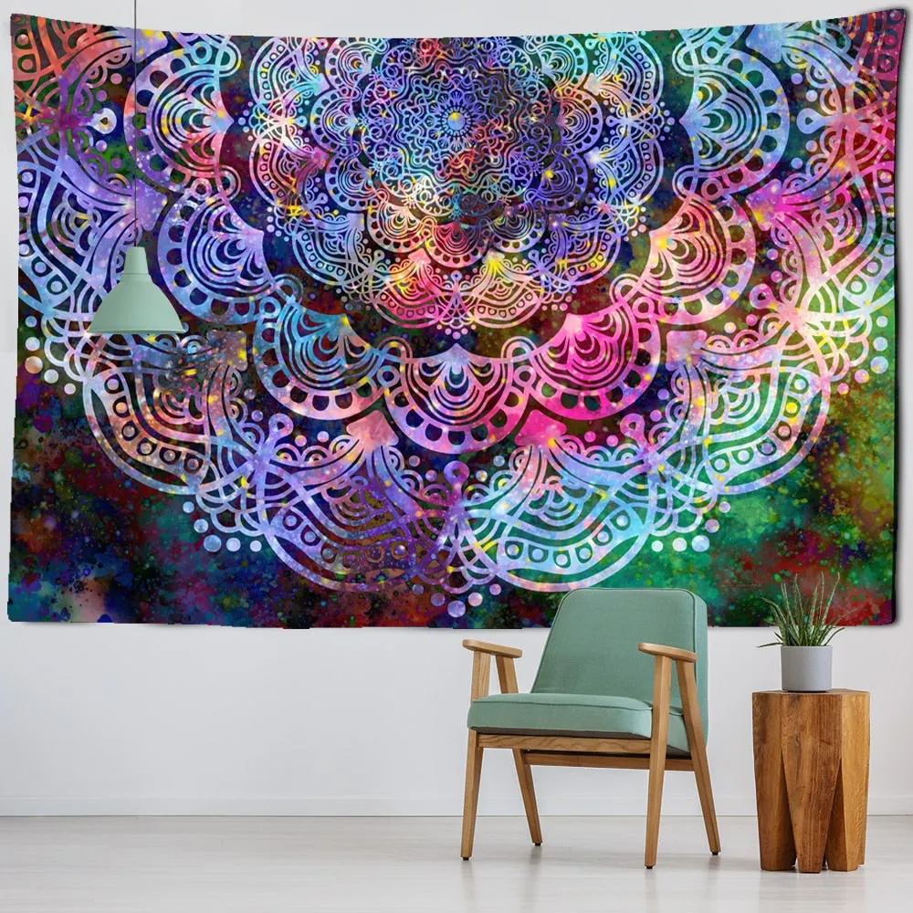 9 Sizes Mandala Indian Tapestry Wall Hanging Bohemian Beach Towel Polyester Thin Blanket Yoga Mat Rug Shawl Throw Sheet