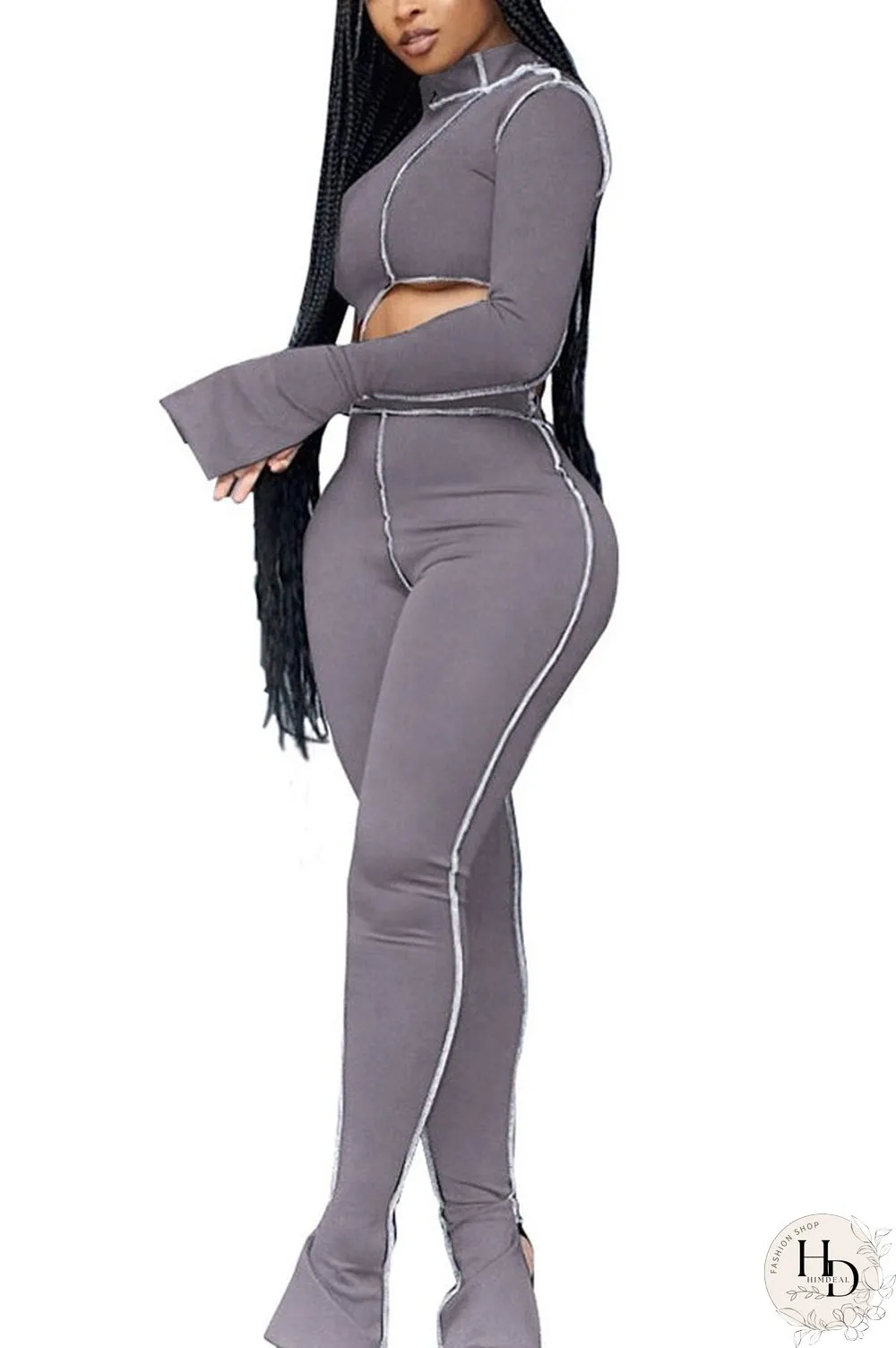 Blue Polyester Sexy Active OL Solid pencil Sleeveless Two Pieces