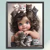 Little Girl And Cat-11CT Stamped Cross Stitch 40*50cm/15.75*19.69in