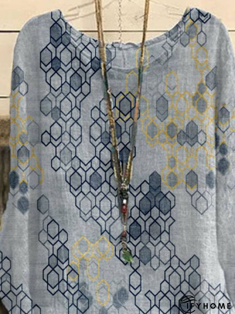 Simple Long Sleeve Printed Tunic Top | IFYHOME
