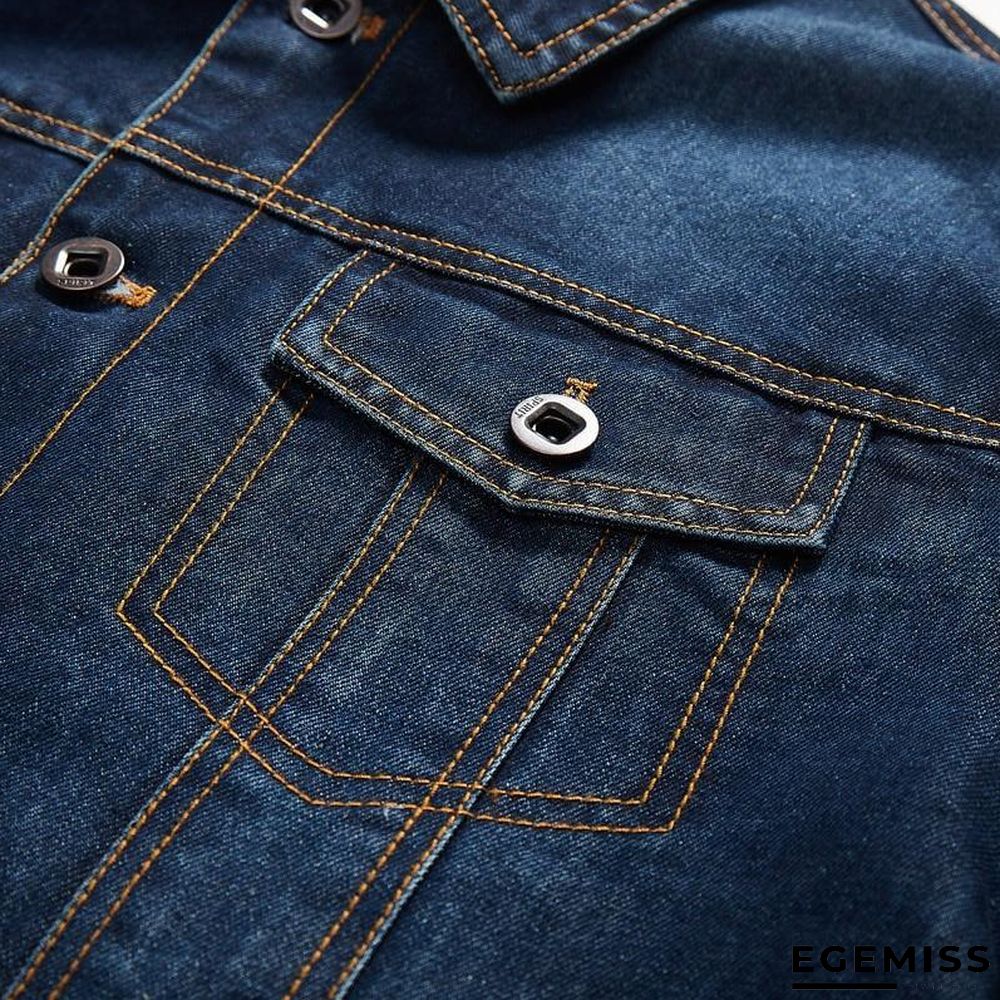 Denim Jacket Men's Lapel Embroidery Casual Mens  Jeans Jackets Multi-pocket Male Cowboy Coats | EGEMISS
