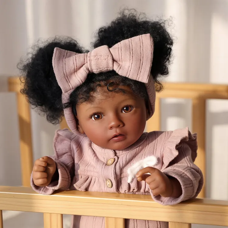 Babeside Quiet Reborn Baby Daisy 20" African American Toddler Girl Comforting Daily Presence