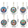 6Pcs Diamond Art Keyring Set Double Sided Cartoon Special Shaped (Butterfly)