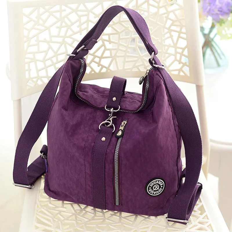 Nylon Waterproof Backpack Bag For Women Girls Casual Zipper Sewing Backpack Retro Style Student Daily Bag Mochila Mujer