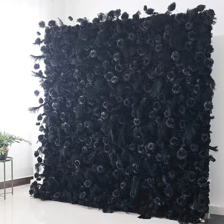Flowers Artificial Floral Wall Backdrop: Nocturne Noir - The Midnight Enigma Collection-VF-264