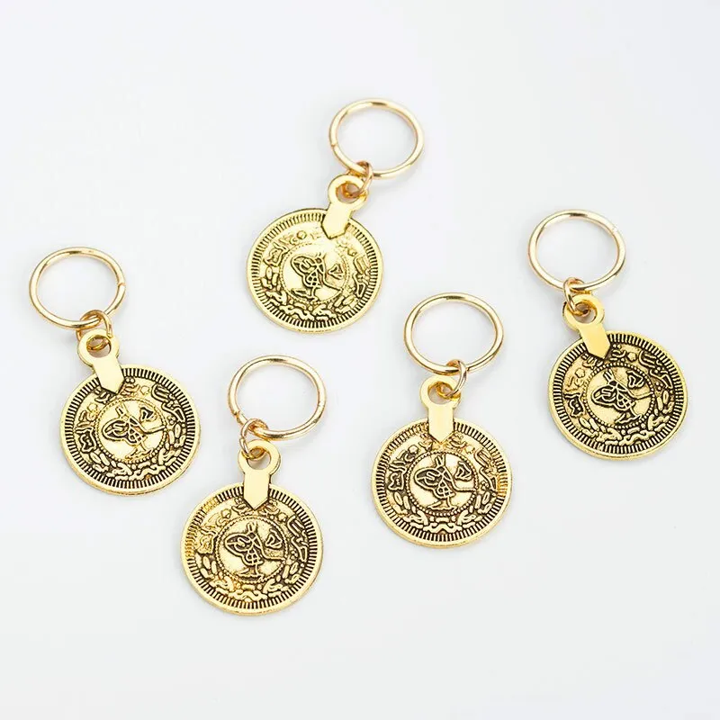 Hair Braid Coin Leaves Retro Colorful Beads Pendant Charms Rings Clip Headband for Pierced Hip-hop Braiders Leaves Accessories