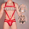 Sexy Men's High Elastic Hollow Bondage Jumpsuit