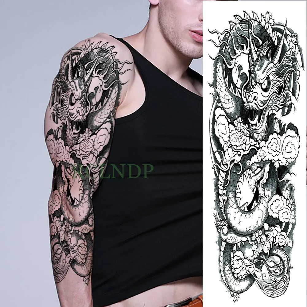 Waterproof Temporary Tattoo Sticker dragon Chinese style full arm fake tatto flash tatoo big size sleeve tato for men women