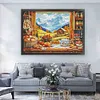 Autumn Window View-14CT Stamped Cross Stitch Egyptian Cotton 95*75cm/37.4*29.53in(Big Size)