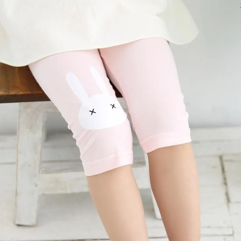 Children Cotton Leggings Summer Bottoms Rabbit Footless Girls Knee Length Pants Kids Pants Casual Trousers 2-10years