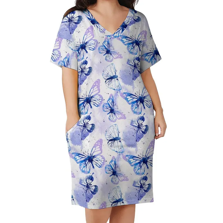 Personalized Design Women's Loose Pocket Dress Plant Aesthetics