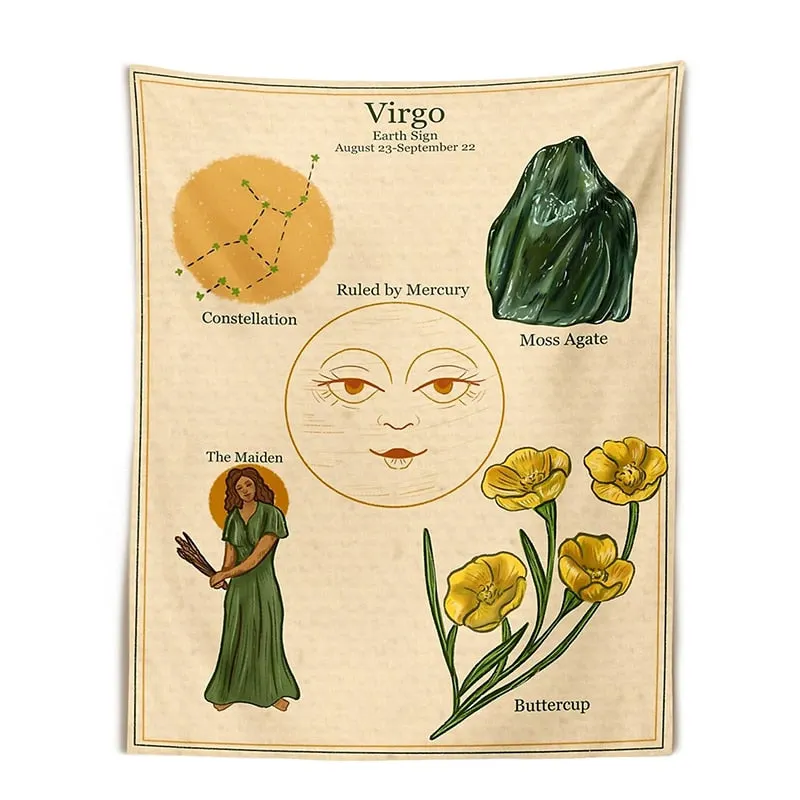 Constellation Tarot Tapestry Boho Tapestry Tarot Card Tapestry Wall Hanging Trippy Divination Beach Mat Sun Moon Wall Decor