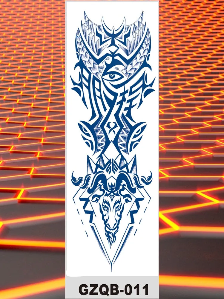 Temporary Flower Full Arm Tattoos Stickers Indian Wolf Dragon Navigator Totem Juice Ink Men Women Girl Leg Fake Tatoo Hot Sale