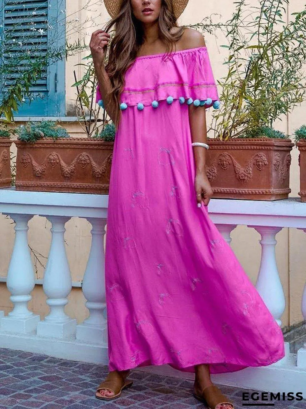 Elegant Off Shoulder Loose Flowing Solid Maxi Dresses | EGEMISS