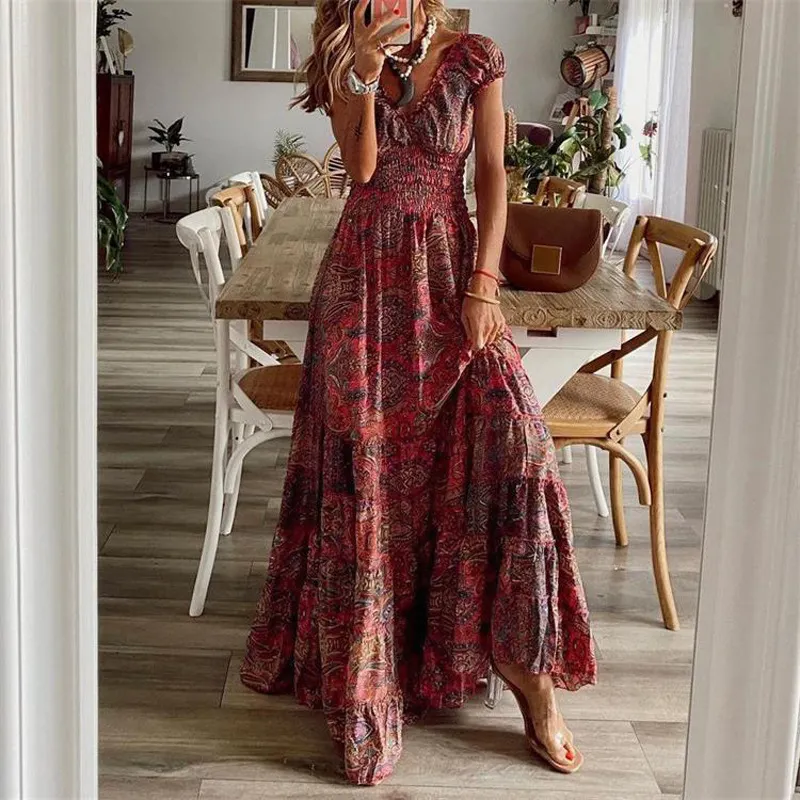 Churchf Churchf 2023 New Dress Waist Floral Print Dress