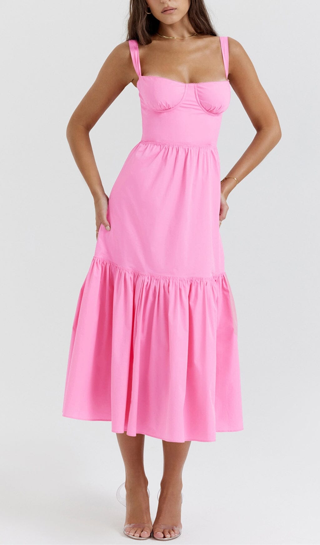 French Pink Midi Sundress Flowering Girl