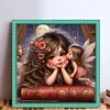 Girl And Elf-14CT Stamped Cross Stitch 40*40cm/15.75*15.75in