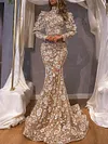 High-Neck Bronzing Embroidered See-Through Sexy Slom Evening Maxi Dress