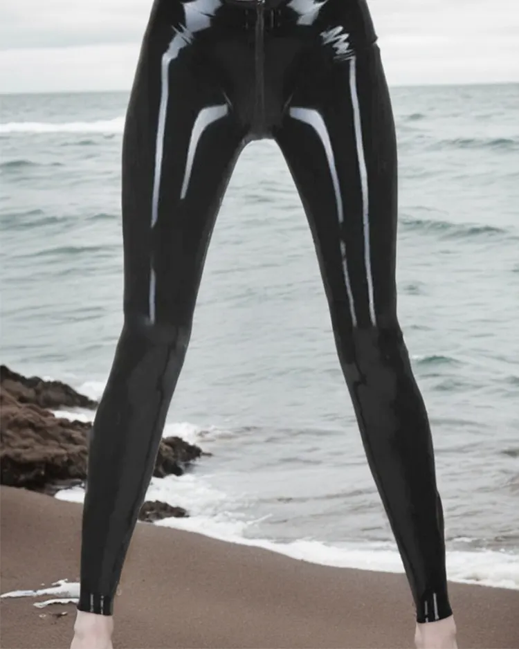 Women Latex Leggings Black Form-Fitting Fashion