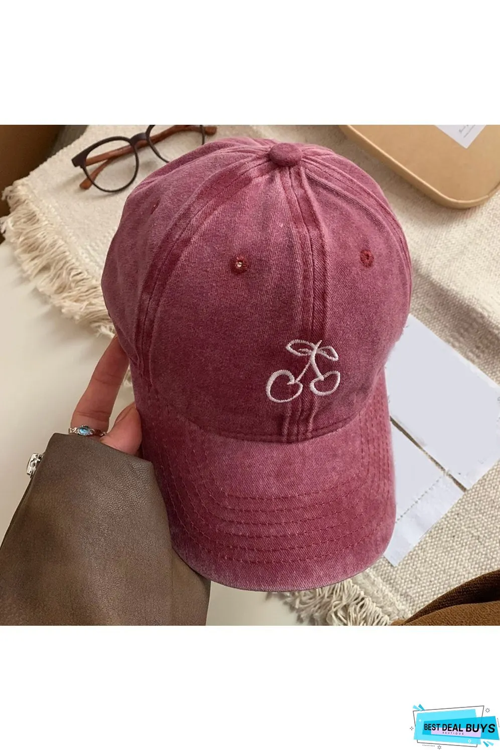Cherry Embroidered Adjustable Cap