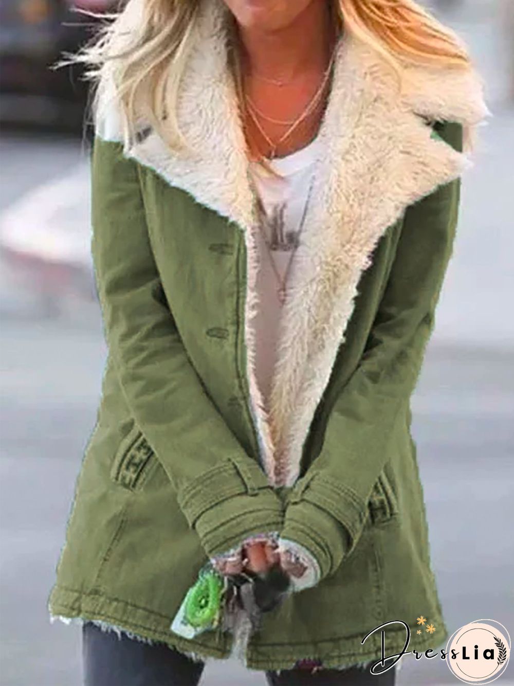 Casual Plain Turn-Down Collar Buttoned Long Sleeve Outwear