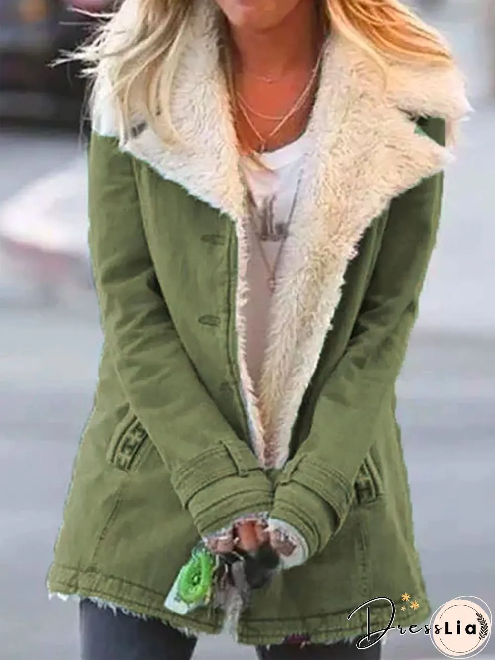 Casual Plain Turn-Down Collar Buttoned Long Sleeve Outwear