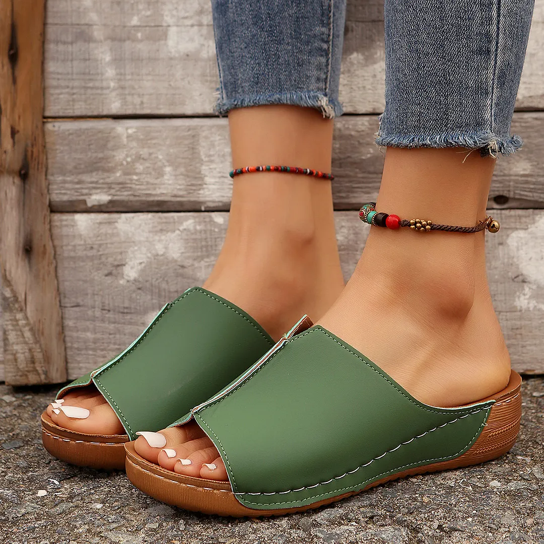 Qengg Qengg Spring And Summer New Cool Drag Women's Shoes Comfortable Slope And Thick Sole Simple Casual Wear Slippers