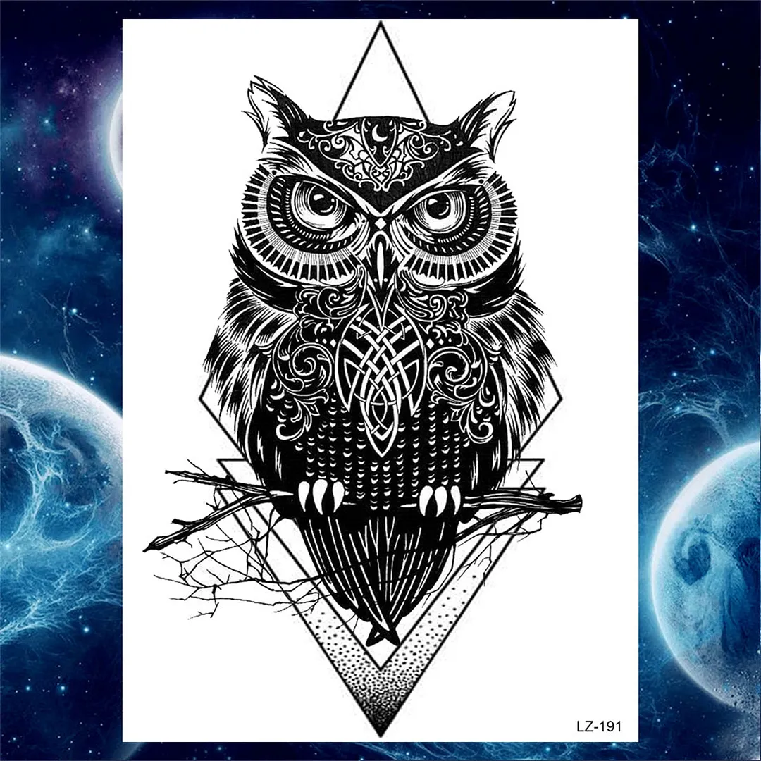 3D Lion Tiger Temporary Tattoos For Men Women Adult Black Wolf Tattoo Sticker Realistic Fake Bear Mountain Disposable Tatoo Body