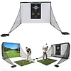 [US Local Warehouse] Golf Hitting Practice Net with 2 Side Barriers & Storage Bag 10x7ft Golf Hitting Aid Net Personal Driving Range for Backyard Driving Chipping Training Swing
