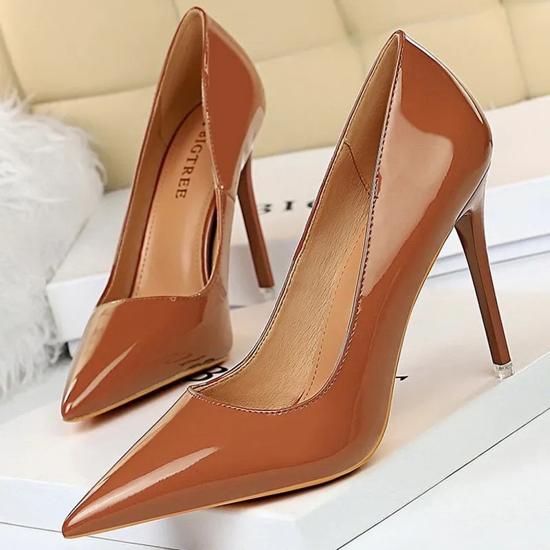 BIGTREE Shoes Patent Leather Shoes Woman Pumps High Heels Stiletto Heels 10.5 Cm Red Wedding Shoes Bridal Shoes Women Heels 2021