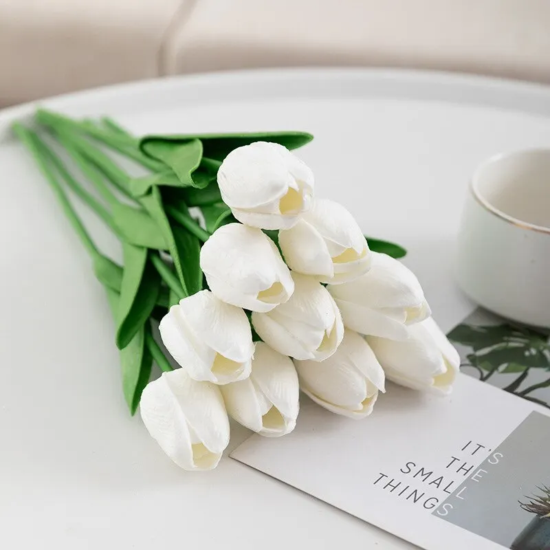 10PCS Tulip Artificial Flowers Real Touch Party Valentine's Day Artificial Bouquet Garden Home Wedding Decoration Fack Flower