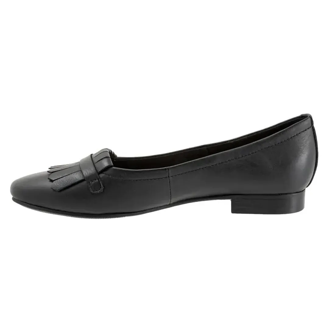 Women's Casual Black Round Toe Low Heel Pumps Shoes with Fringes