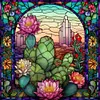 Cactus Flower Glass Painting-Paint by Numbers Acrylic Painting 40*40CM