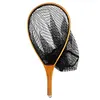 Wooden Handle Fishing Landing Net Soft Rubber Mesh Trout Catch and Release Net
