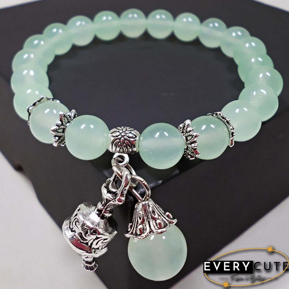 Natural Crystal Bracelets Chalcedony Stone Bracelet Women Ethnic Style Ladies Fashion Handmade Beaded Hand Jewelry