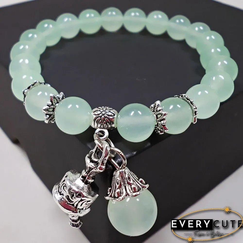 Natural Crystal Bracelets Chalcedony Stone Bracelet Women Ethnic Style Ladies Fashion Handmade Beaded Hand Jewelry